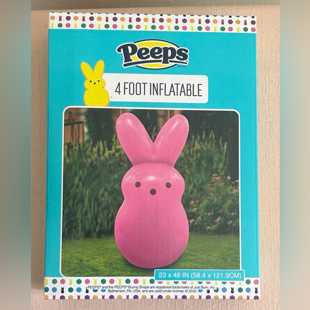 Peeps by Just Born Pink Inflatable Bunny 4 Feet Tall New in Box